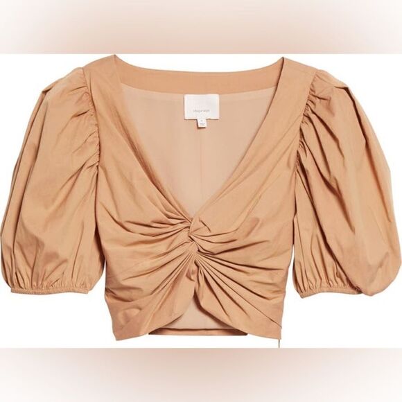 Cinq a Sept Vada Puff Sleeve Poplin Crop Top in Sahara Size L NWT $ 295.00 - Picture 3 of 8